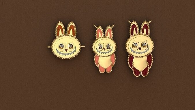 Labubu 3d model jewelry collection - Enameling  3D print model