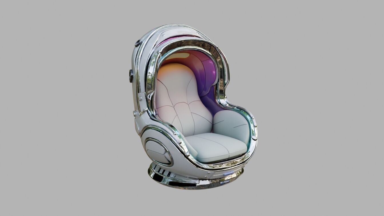 Futuristic Chair Low-poly 3D model_1