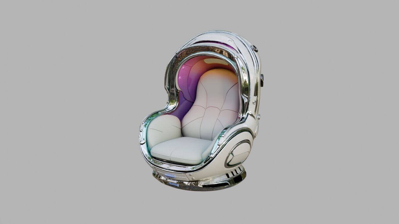 Futuristic Chair Low-poly 3D model_2