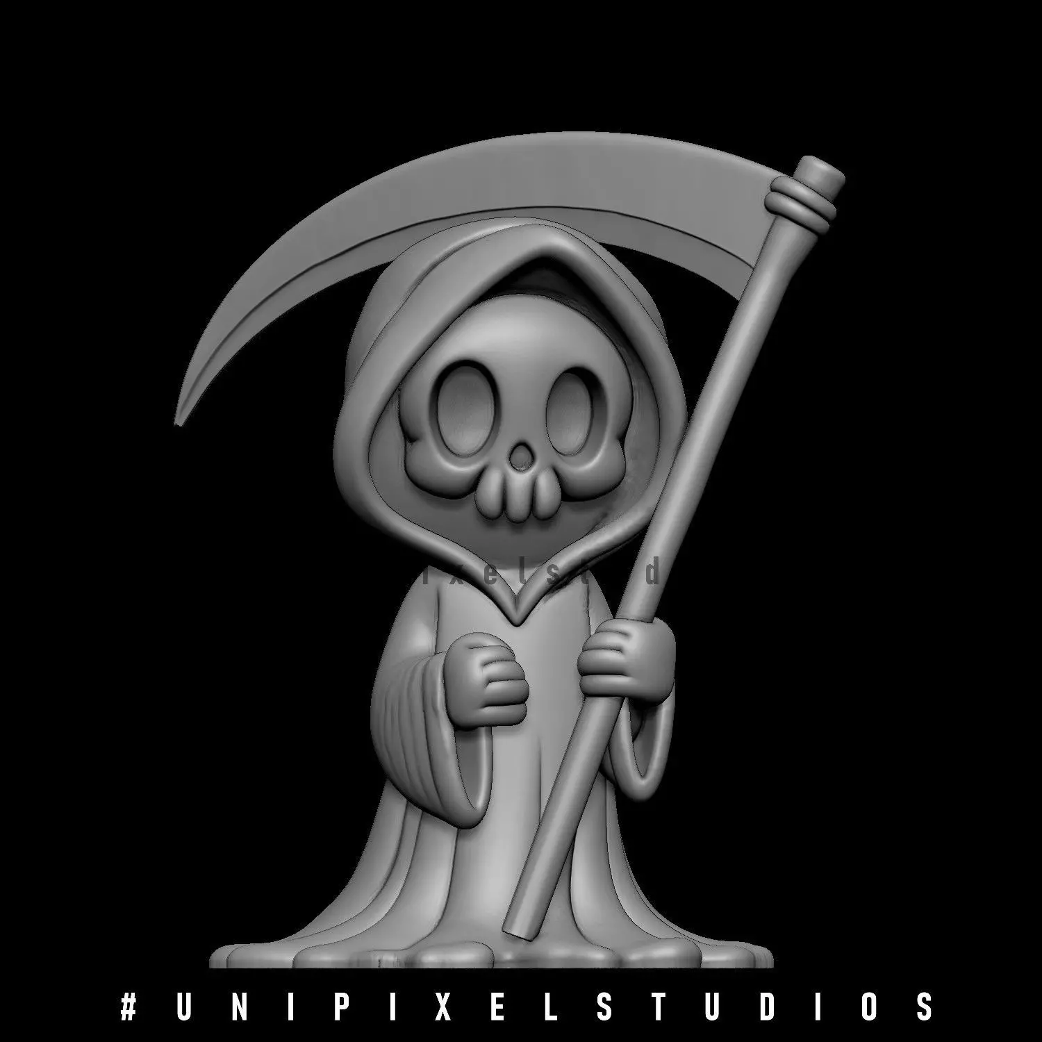 3D cute grim reaper STL 3D print model_0
