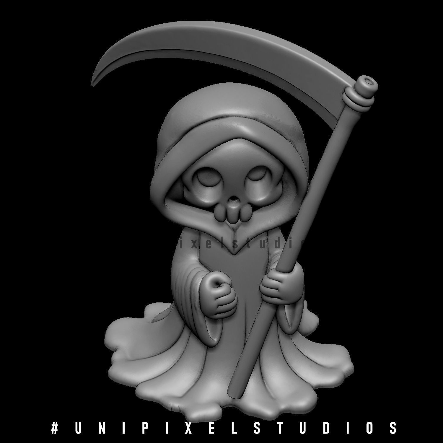 3D cute grim reaper STL 3D print model_6