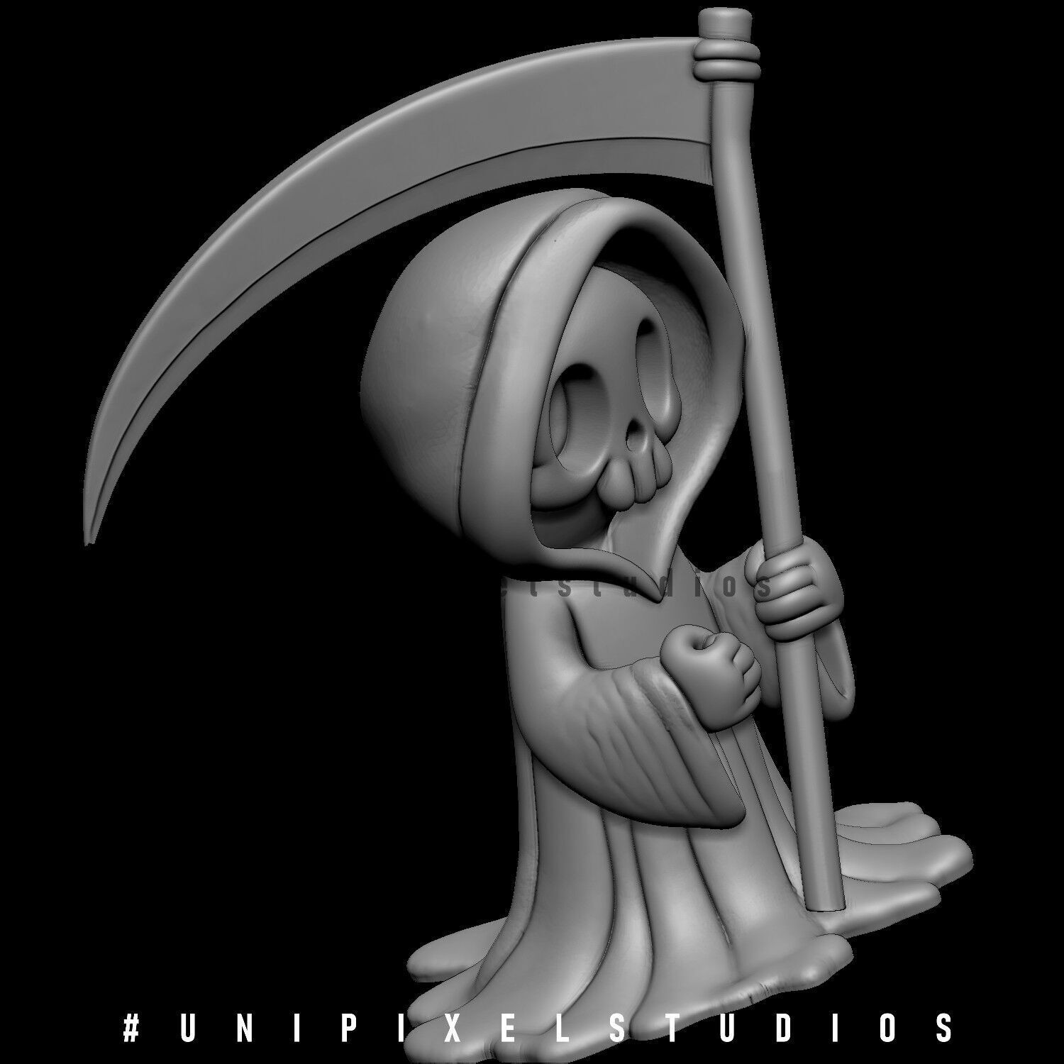 3D cute grim reaper STL 3D print model_5