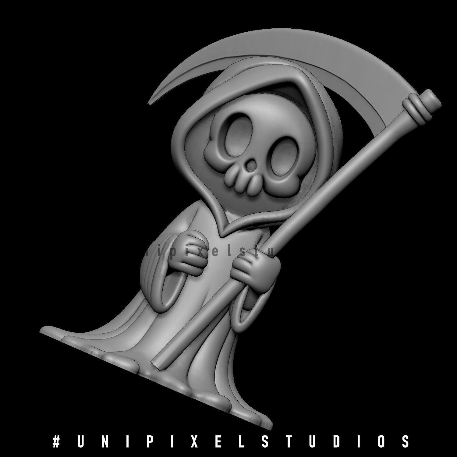 3D cute grim reaper STL 3D print model_7