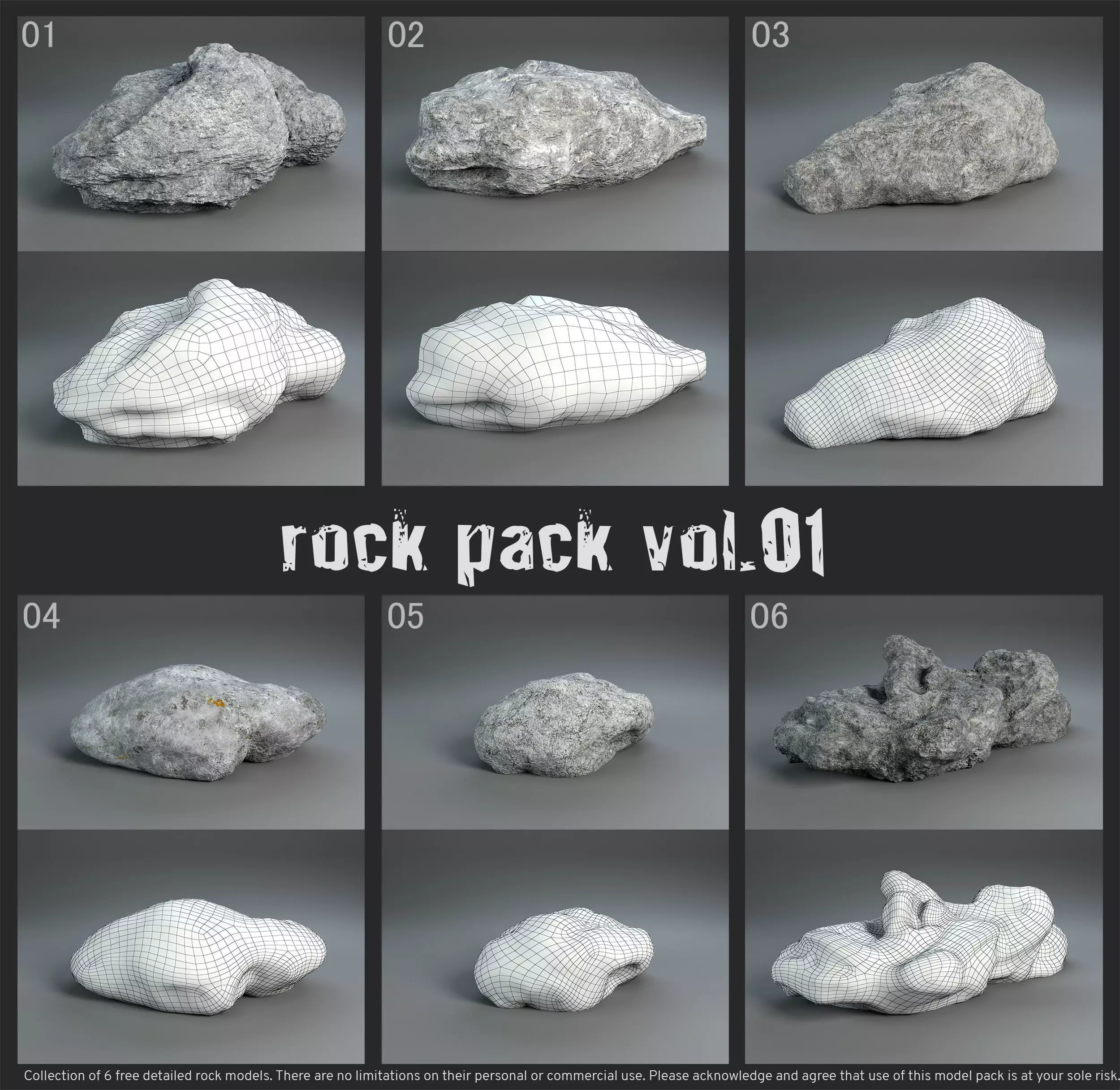 3D Rocks Collection rock Low-poly 3D model_0