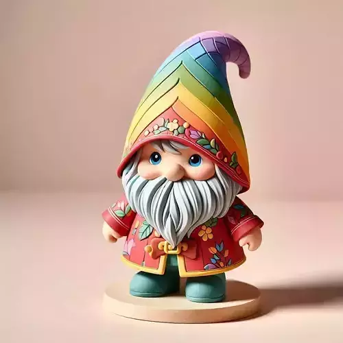 1049Fairy Tale Gnome Color Full Body Figurine on Base