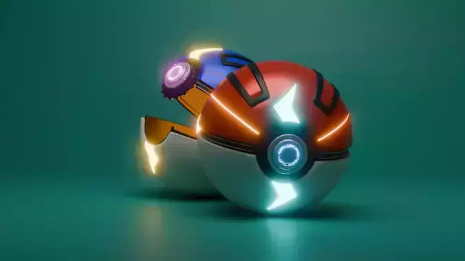 High-Quality Poke Ball Model for Games and Renders