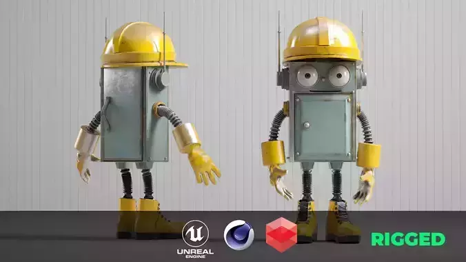 Construction Worker Robot Character