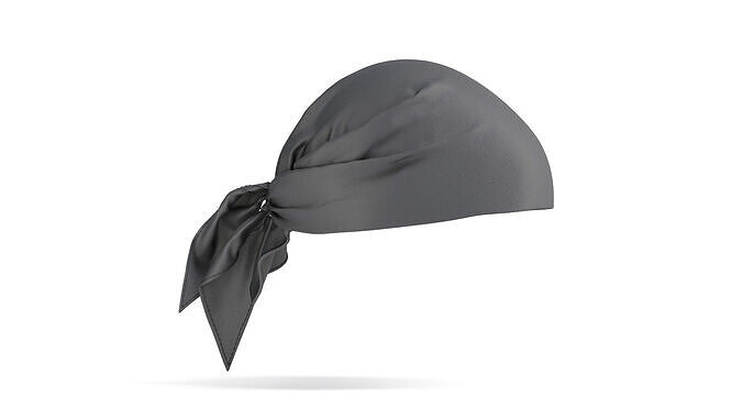 Headwrap Black Bandana - cotton pirate headscarf cap 3D model