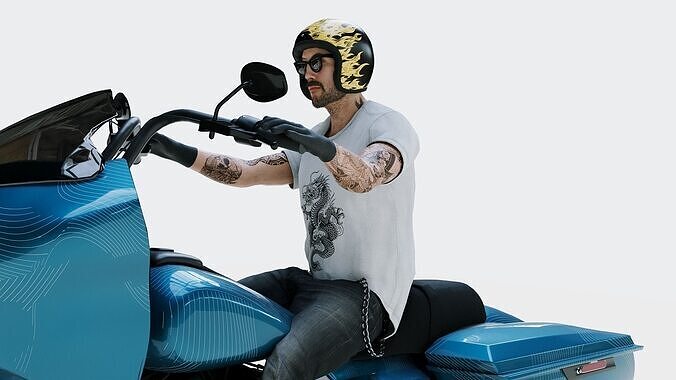 Highly Detailed Character -Touring Motorcycle 3D model