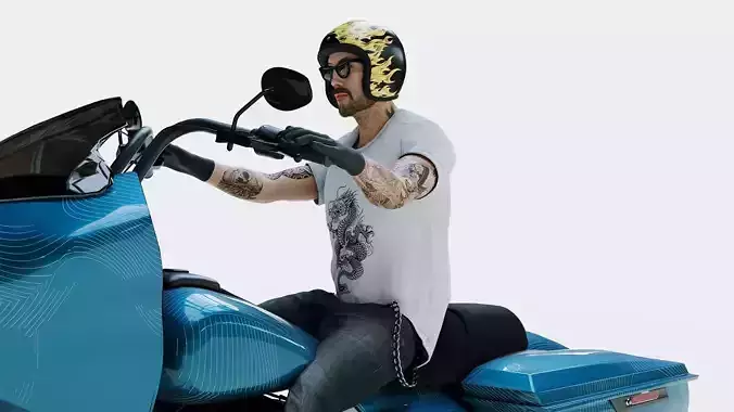 Highly Detailed Character -Touring Motorcycle