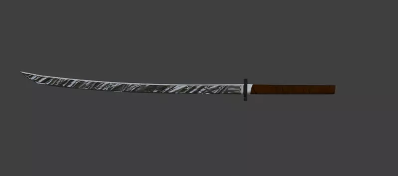 Katana Sword Game-Ready Low Poly 3D Model with PBR Textures Free low-poly 3D model