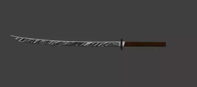 Katana Sword Game-Ready Low Poly 3D Model with PBR Textures