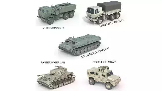 5 Military Vehicles Collection v24