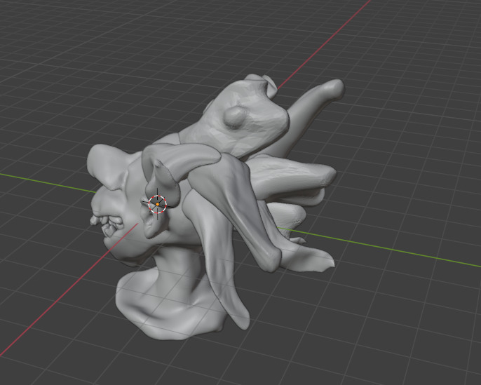 creature head with crazy hear and teeth 3D print model_2