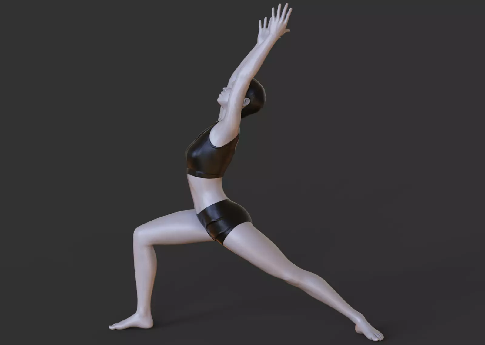 Yoga Pose - Warrior 1 Pose - Virabhadrasana 3D print model_0