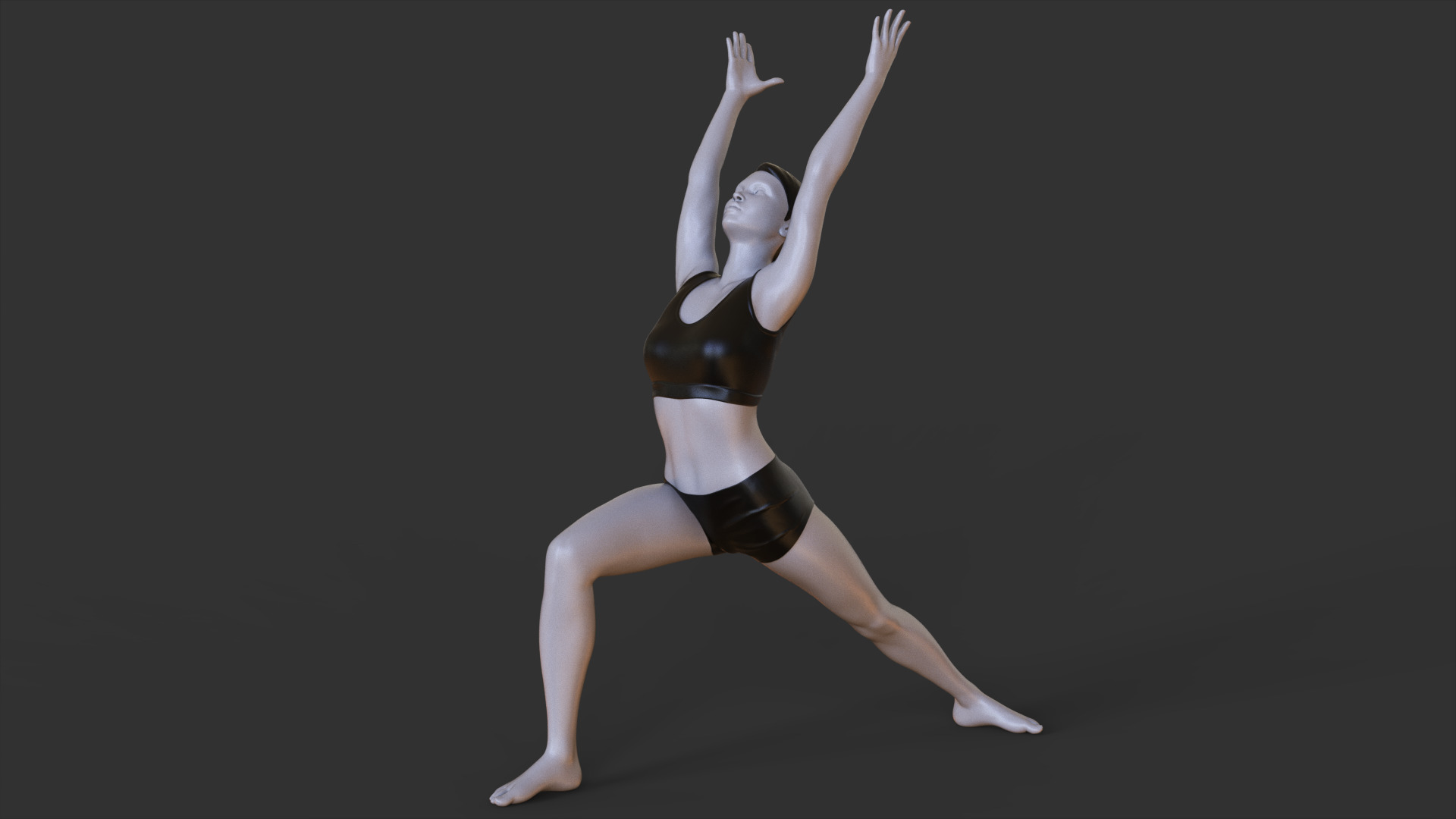 Yoga Pose - Warrior 1 Pose - Virabhadrasana 3D print model_8