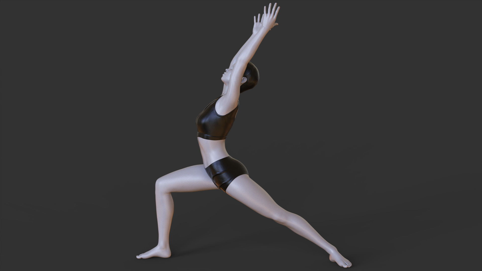 Yoga Pose - Warrior 1 Pose - Virabhadrasana 3D print model_1