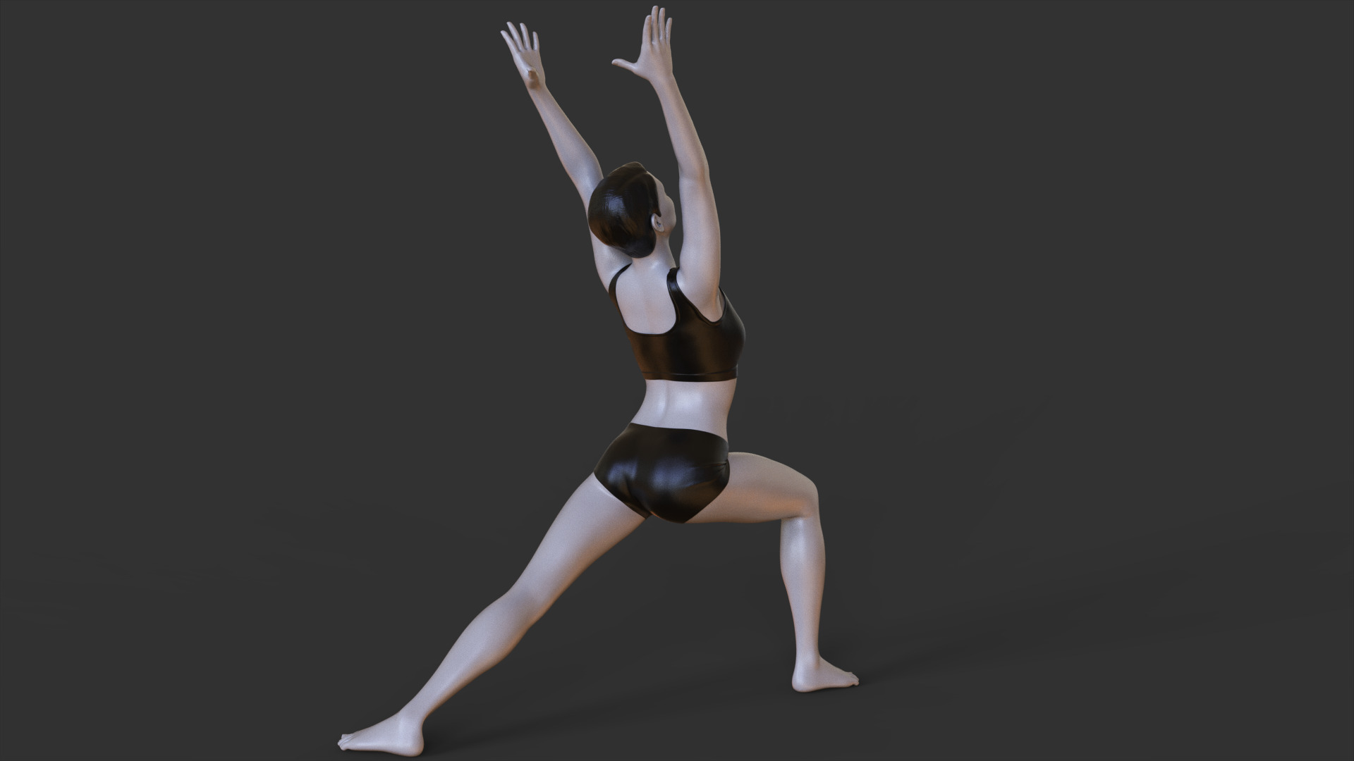 Yoga Pose - Warrior 1 Pose - Virabhadrasana 3D print model_4