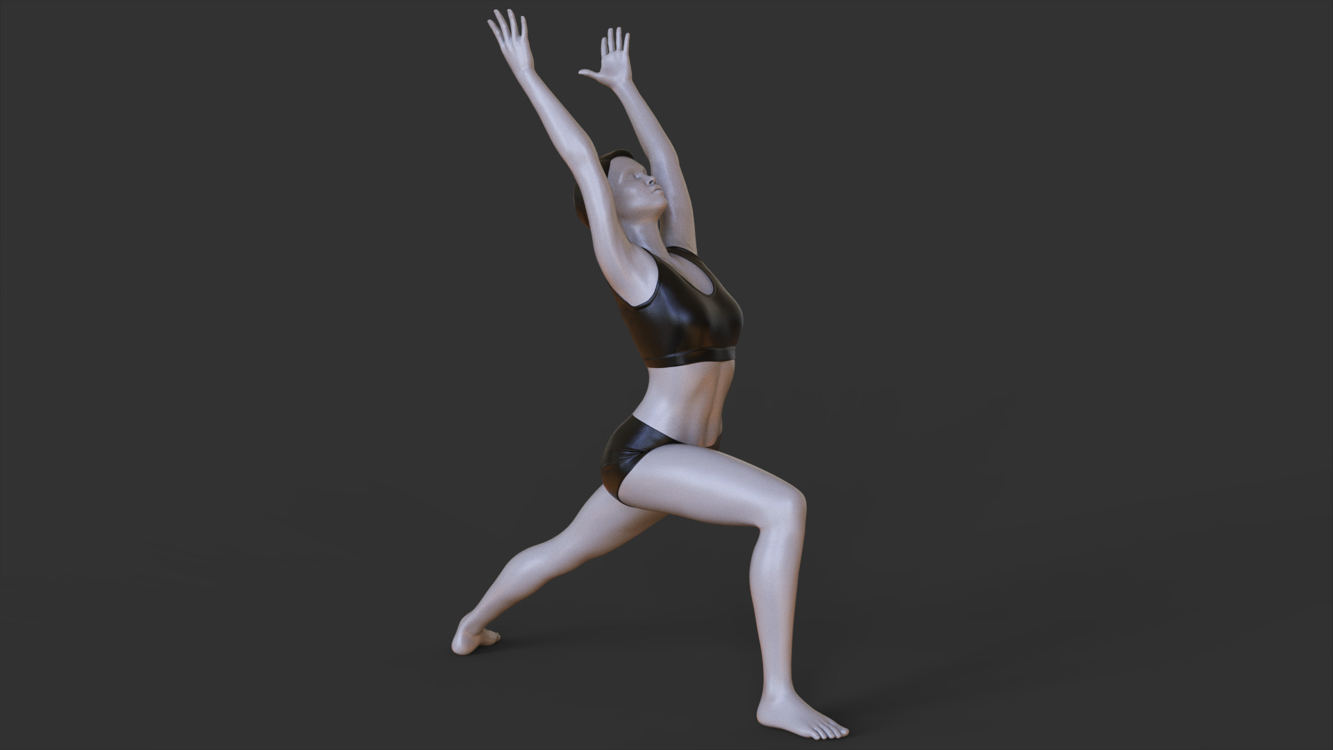 Yoga Pose - Warrior 1 Pose - Virabhadrasana 3D print model_6