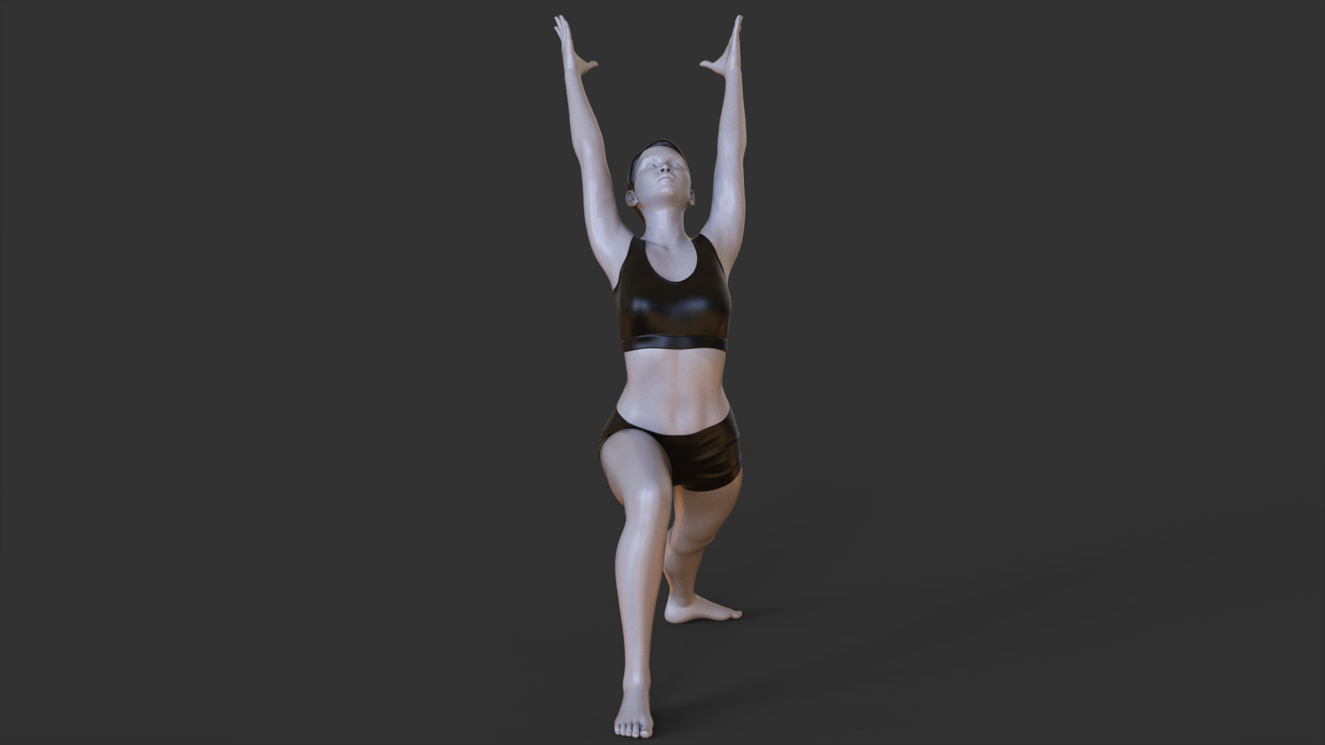 Yoga Pose - Warrior 1 Pose - Virabhadrasana 3D print model_7