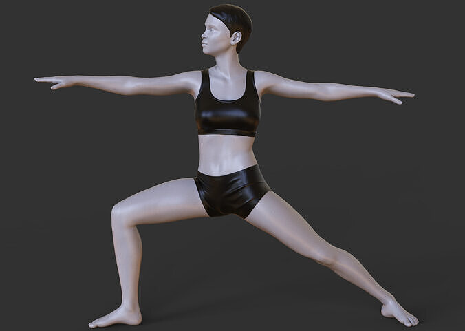 Yoga Pose - Warrior 2 Pose - Virabhadrasana 3D print model