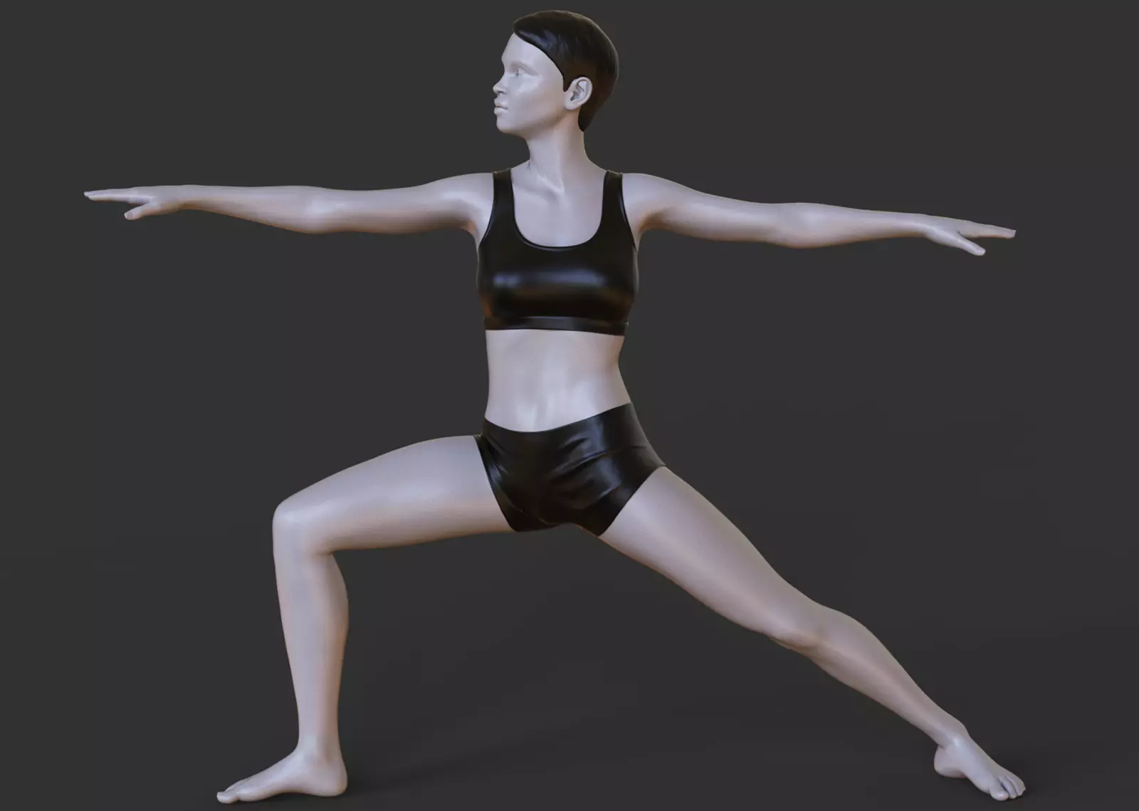 Yoga Pose - Warrior 2 Pose - Virabhadrasana 3D print model