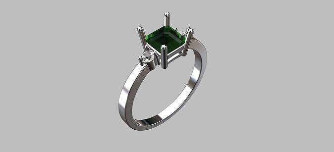 Square Gemstone Ring 3D print model
