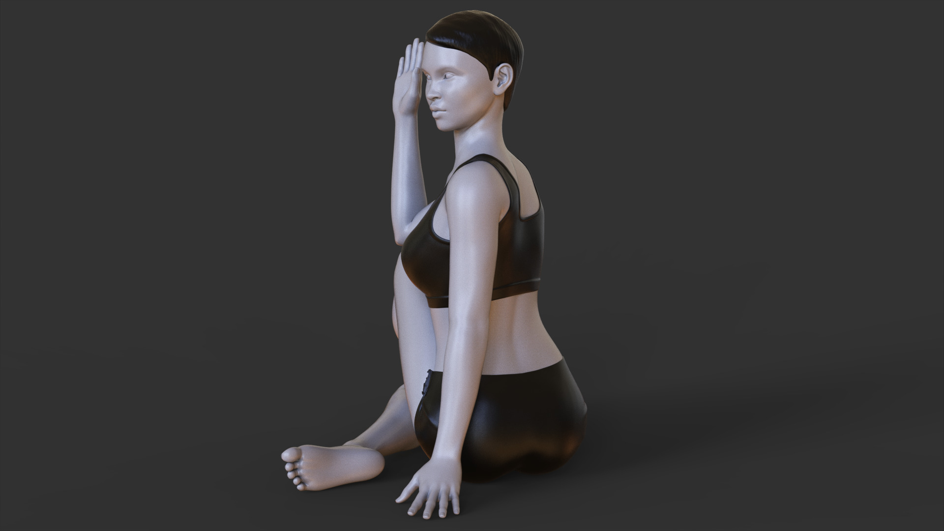 Yoga Pose - Y Seated Spinal Twist Pose - Parivrtta Sukhasana 3D print model_3