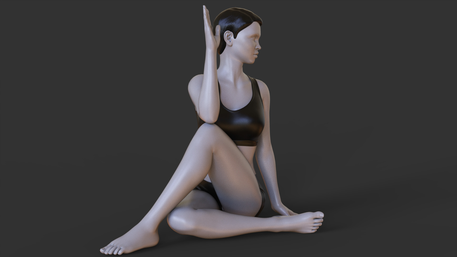 Yoga Pose - Y Seated Spinal Twist Pose - Parivrtta Sukhasana 3D print model_8