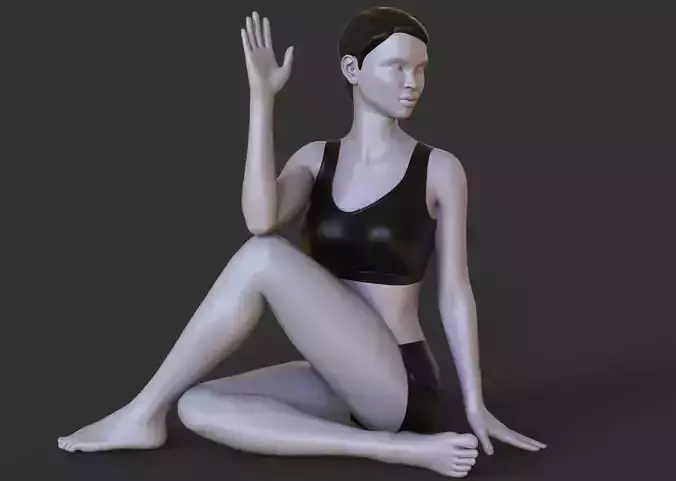 Yoga Pose - Y Seated Spinal Twist Pose - Parivrtta Sukhasana 3D print model