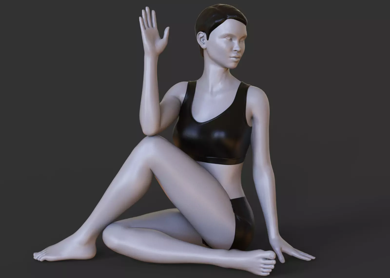 Yoga Pose - Y Seated Spinal Twist Pose - Parivrtta Sukhasana 3D print model_0