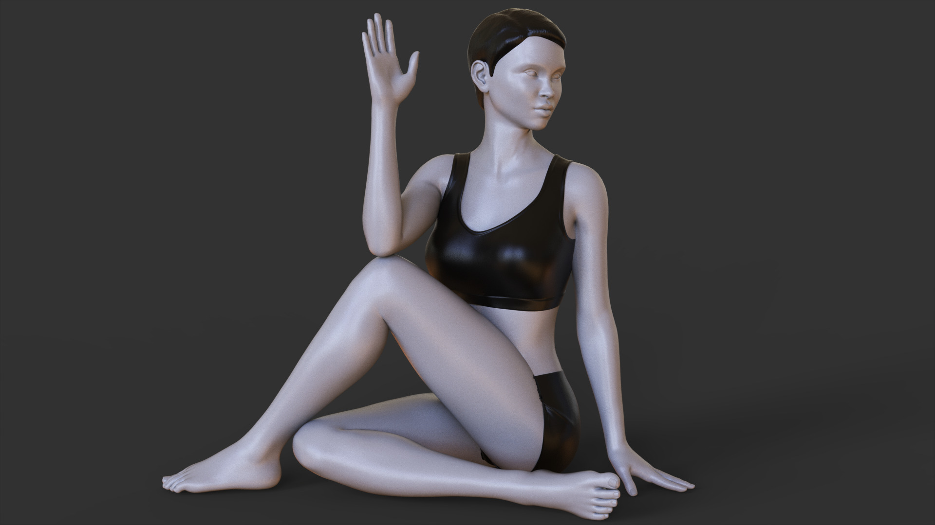 Yoga Pose - Y Seated Spinal Twist Pose - Parivrtta Sukhasana 3D print model_9
