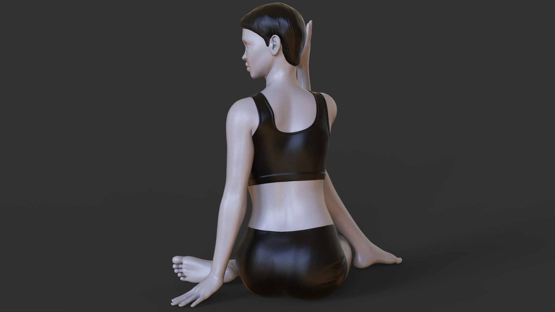Yoga Pose - Y Seated Spinal Twist Pose - Parivrtta Sukhasana 3D print model_4