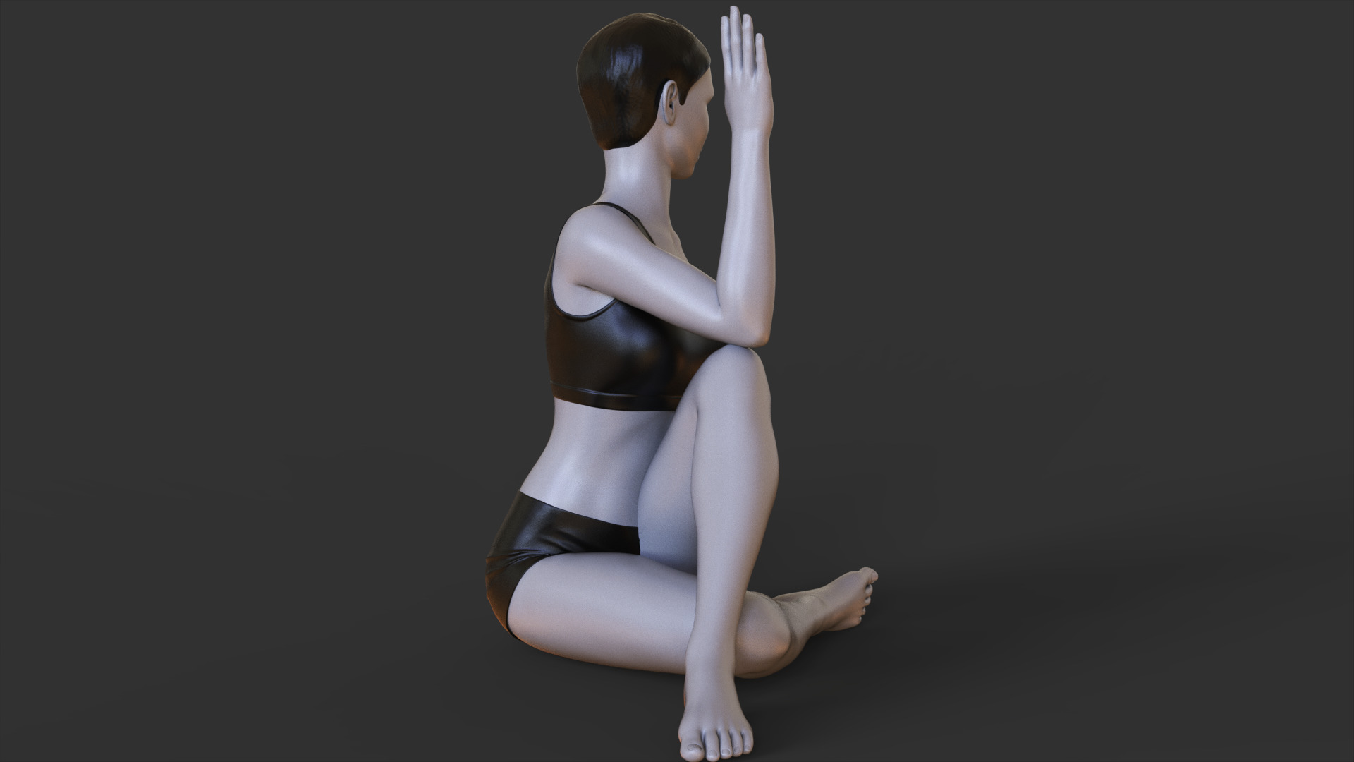 Yoga Pose - Y Seated Spinal Twist Pose - Parivrtta Sukhasana 3D print model_7