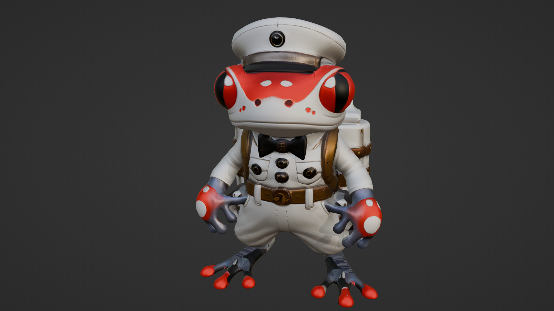 Stylized Cartoon Frog Character Low-poly 3D model_2