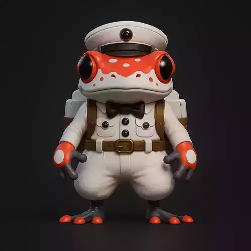 Stylized Cartoon Frog Character Low-poly 3D model