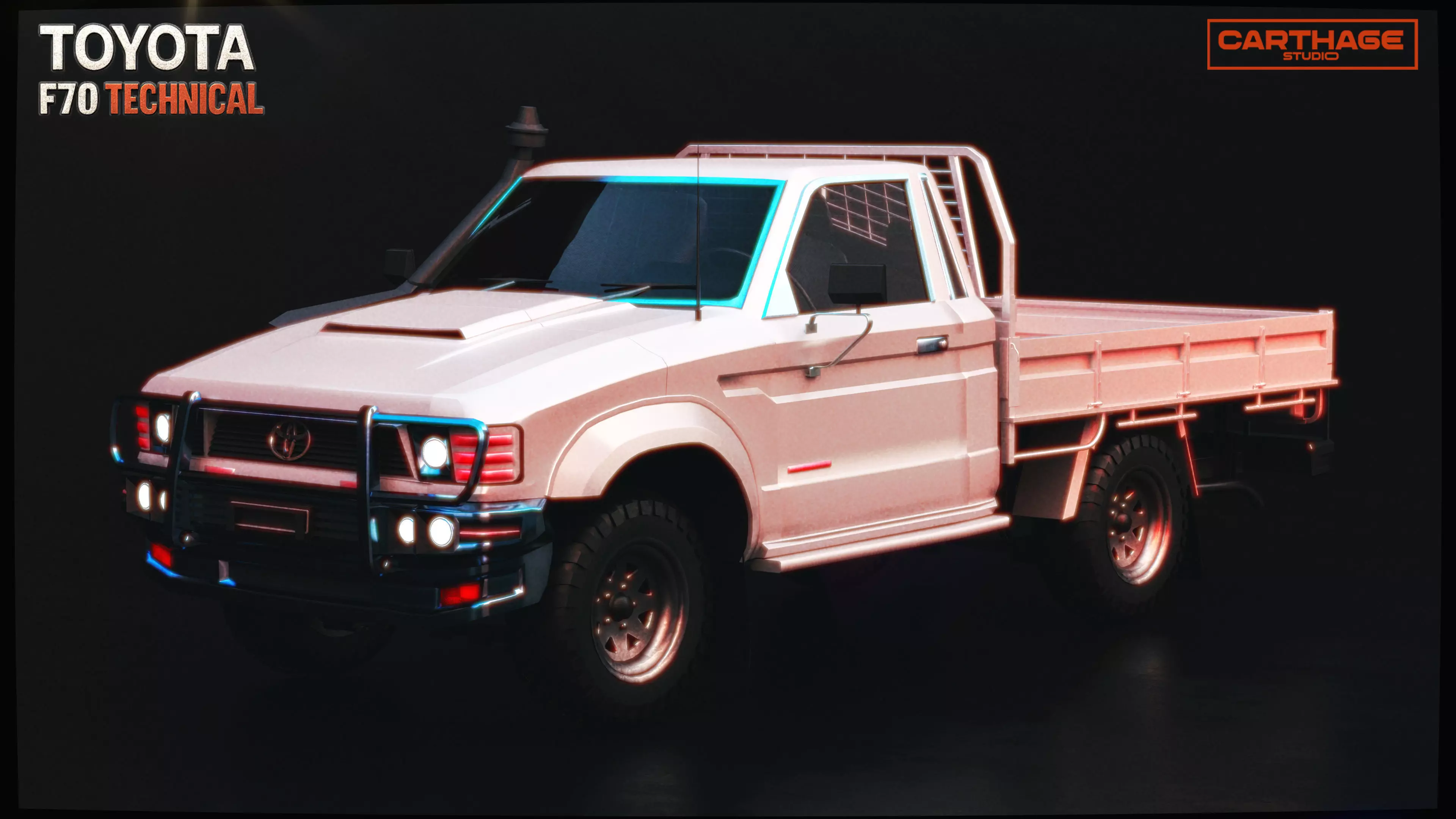 Toyota F70 Technical Clean White Pickup Vehicle Low-poly 3D model