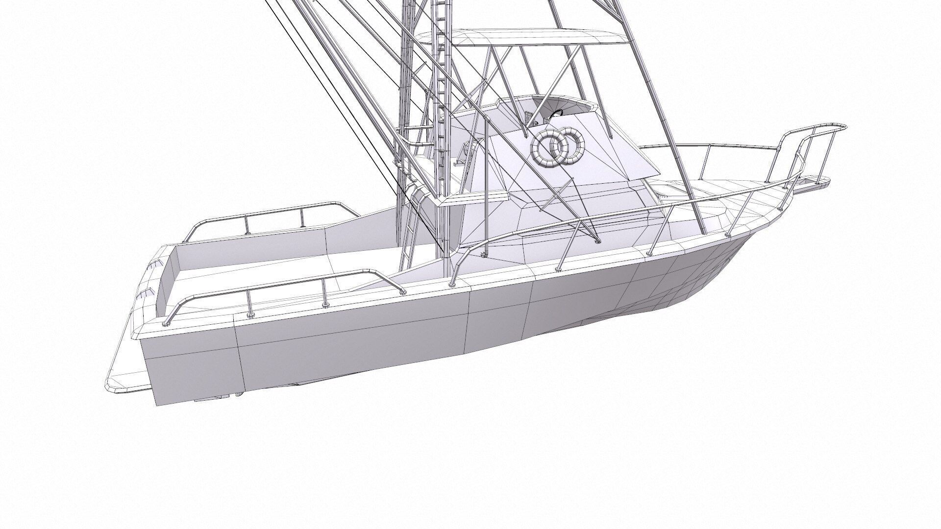 Sports Fishing Boat Low-Poly PBR Low-poly 3D model_25