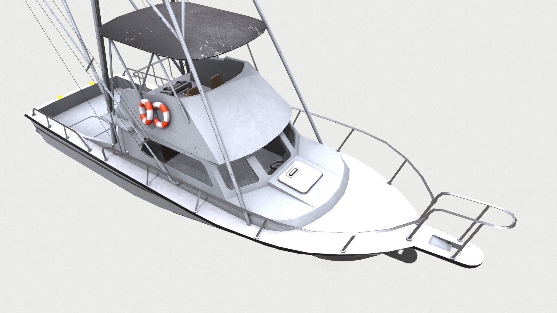 Sports Fishing Boat Low-Poly PBR Low-poly 3D model_13