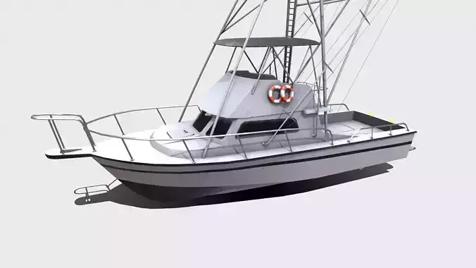 Sports Fishing Boat Low-Poly PBR Low-poly 3D model