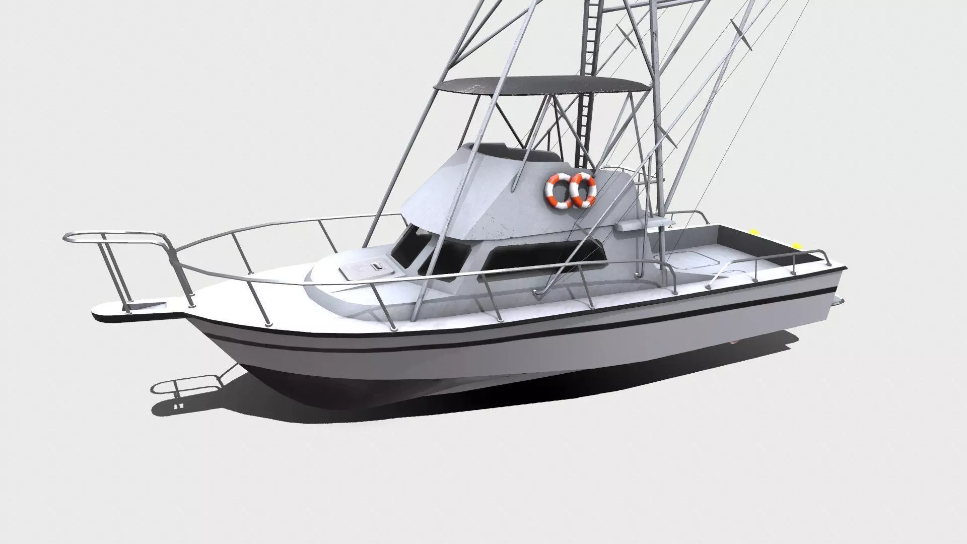 Sports Fishing Boat Low-Poly PBR Low-poly 3D model_0