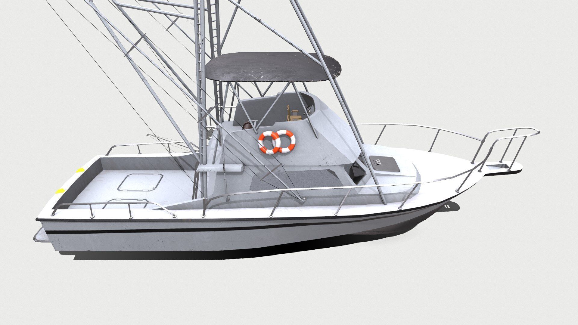 Sports Fishing Boat Low-Poly PBR Low-poly 3D model_11