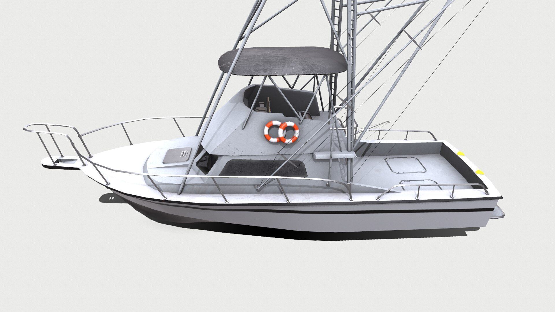 Sports Fishing Boat Low-Poly PBR Low-poly 3D model_3