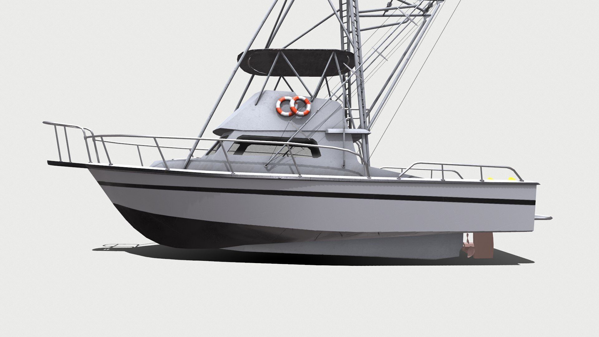 Sports Fishing Boat Low-Poly PBR Low-poly 3D model_2
