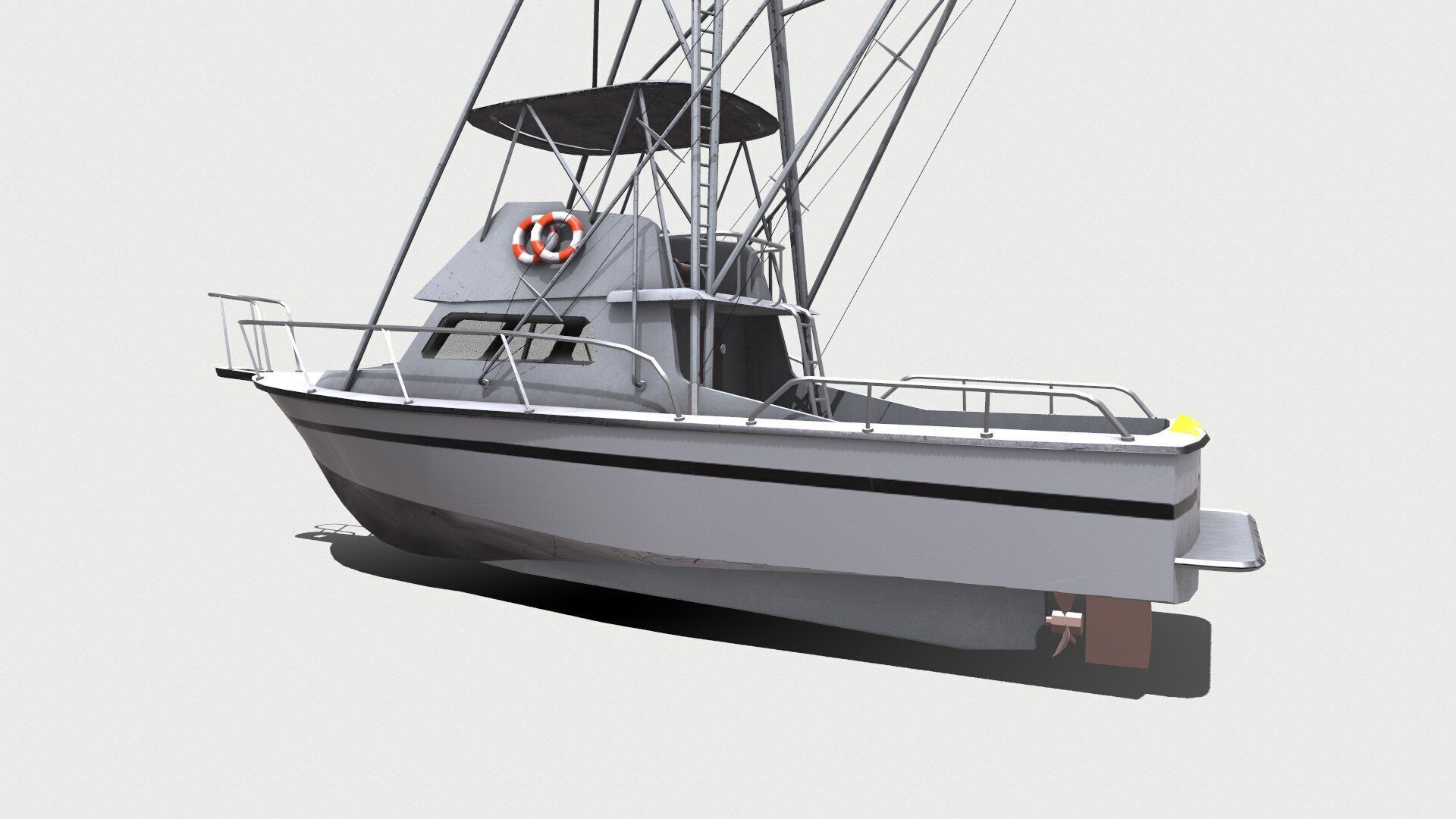 Sports Fishing Boat Low-Poly PBR Low-poly 3D model_4