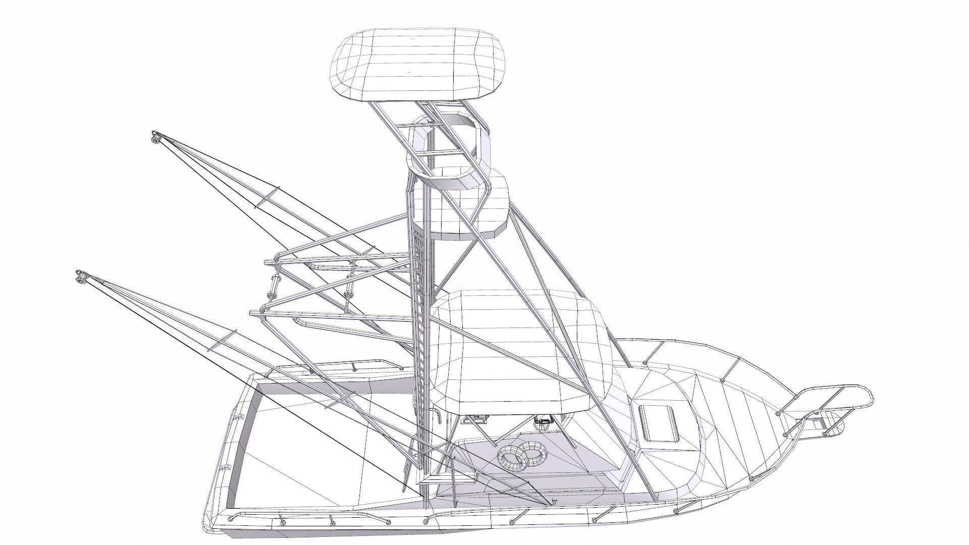 Sports Fishing Boat Low-Poly PBR Low-poly 3D model_28