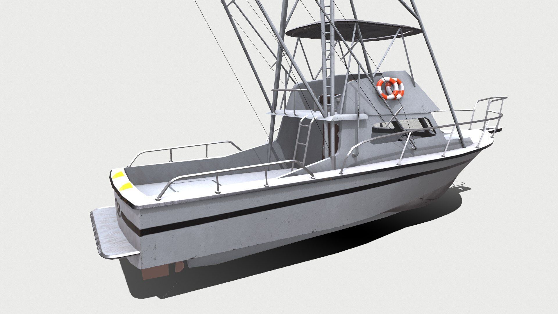 Sports Fishing Boat Low-Poly PBR Low-poly 3D model_9