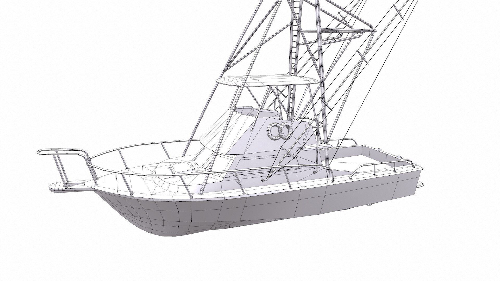 Sports Fishing Boat Low-Poly PBR Low-poly 3D model_24