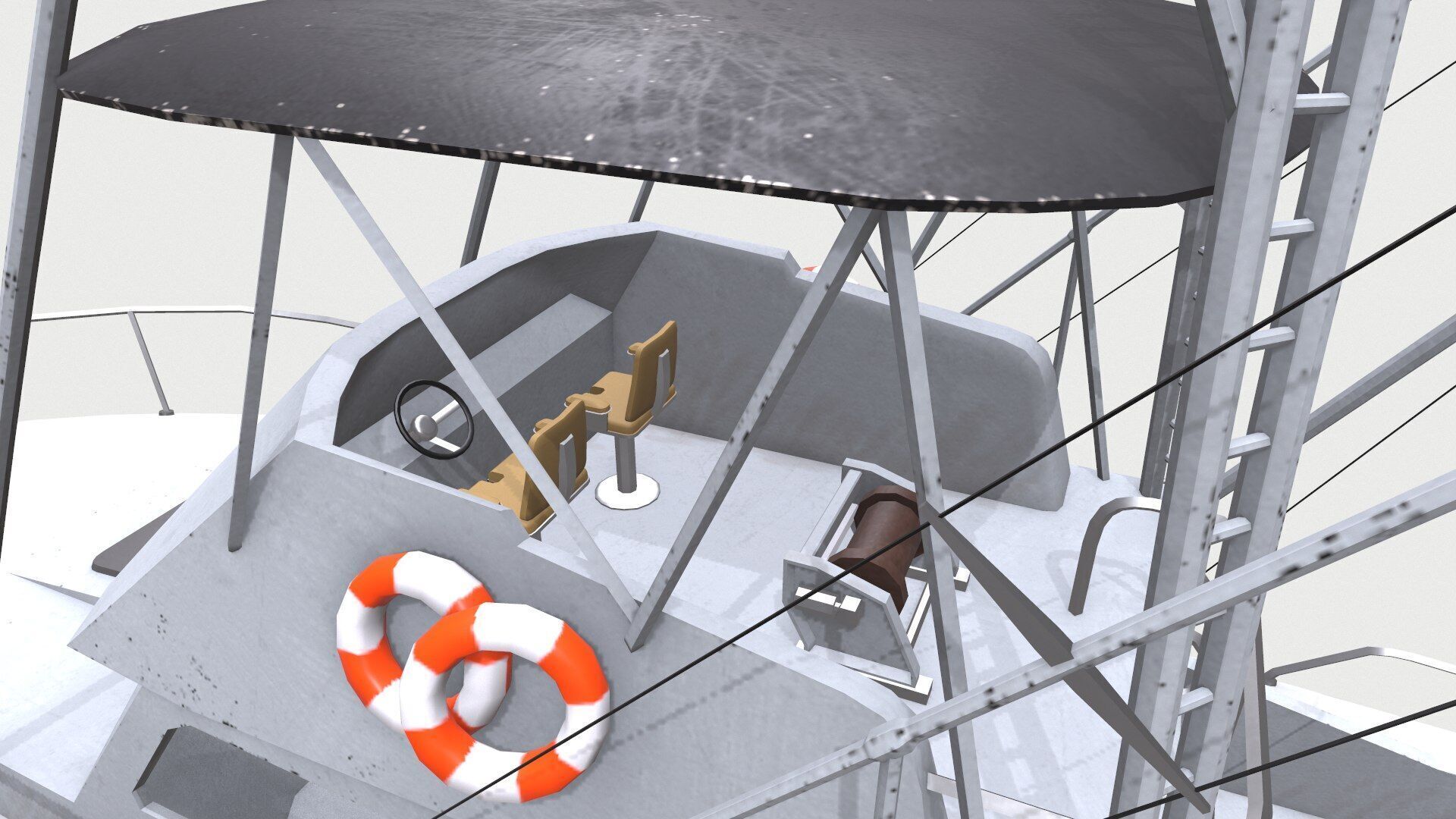 Sports Fishing Boat Low-Poly PBR Low-poly 3D model_19