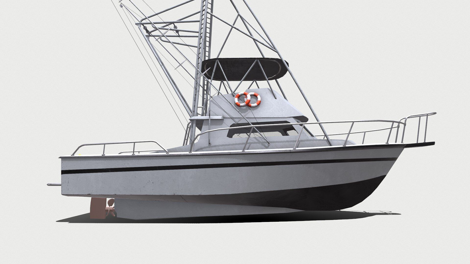 Sports Fishing Boat Low-Poly PBR Low-poly 3D model_10